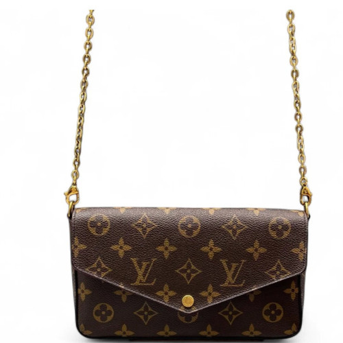 Louis Vuitton Pochette Felicie Chain Wallet Monogram Brown Magenta