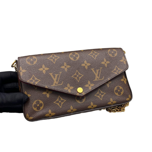 Louis Vuitton Pochette Felicie Chain Wallet Monogram Brown Magenta