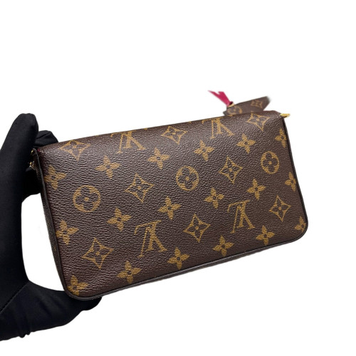 Louis Vuitton Pochette Felicie Chain Wallet Monogram Brown Magenta