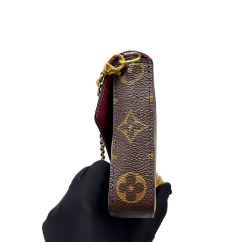 Louis Vuitton Pochette Felicie Chain Wallet Monogram Brown Magenta