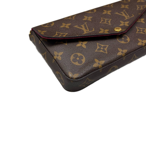 Louis Vuitton Pochette Felicie Chain Wallet Monogram Brown Magenta