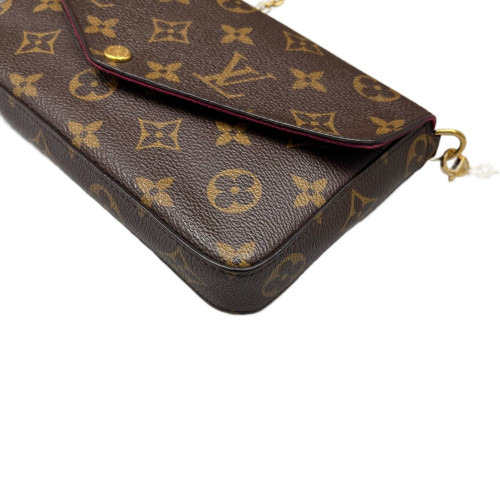 Louis Vuitton Pochette Felicie Chain Wallet Monogram Brown Magenta