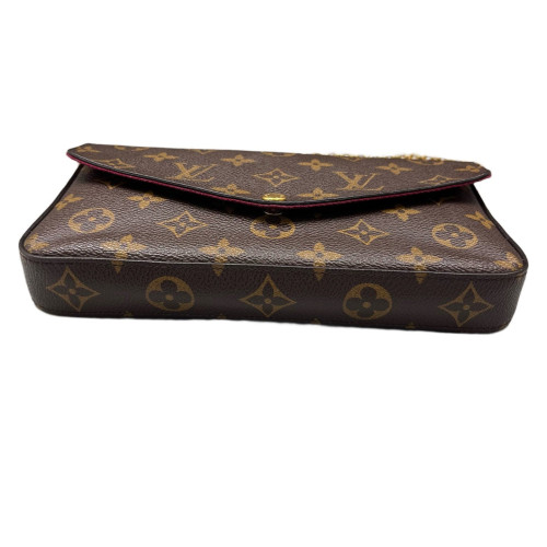 Louis Vuitton Pochette Felicie Chain Wallet Monogram Brown Magenta