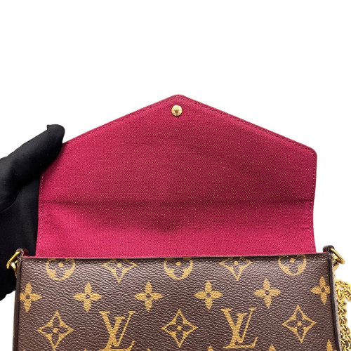 Louis Vuitton Pochette Felicie Chain Wallet Monogram Brown Magenta