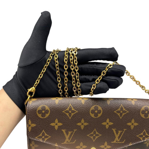 Louis Vuitton Pochette Felicie Chain Wallet Monogram Brown Magenta