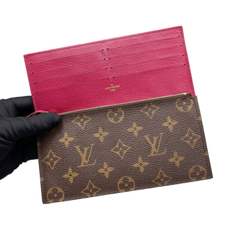 Louis Vuitton Pochette Felicie Chain Wallet Monogram Brown Magenta