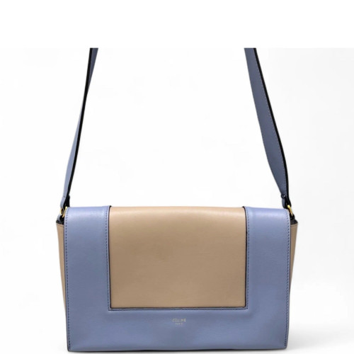 Celine Medium Frame Shoulder Bag Calfskin Dusty Blue Beige