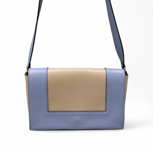 Celine Medium Frame Shoulder Bag Calfskin Dusty Blue Beige