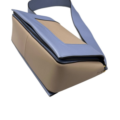 Celine Medium Frame Shoulder Bag Calfskin Dusty Blue Beige