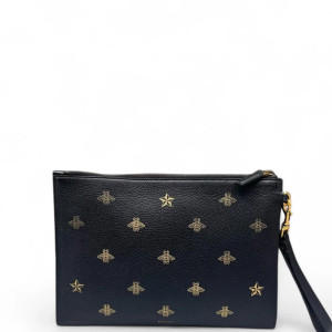 Gucci Clutch Grained Calfskin Black Gold