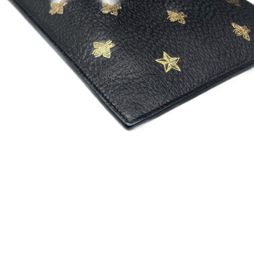 Gucci Clutch Grained Calfskin Black Gold