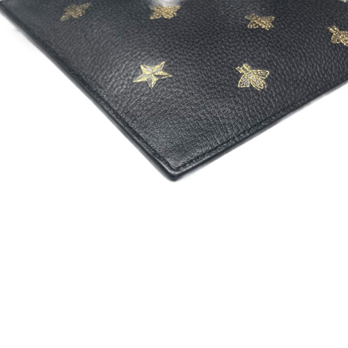 Gucci Clutch Grained Calfskin Black Gold