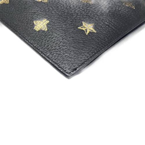 Gucci Clutch Grained Calfskin Black Gold