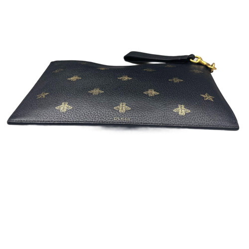 Gucci Clutch Grained Calfskin Black Gold