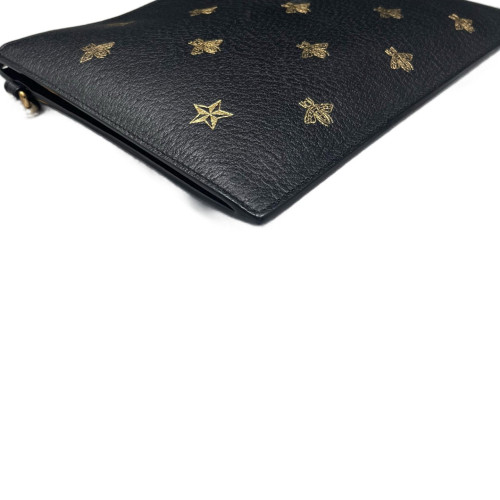 Gucci Clutch Grained Calfskin Black Gold
