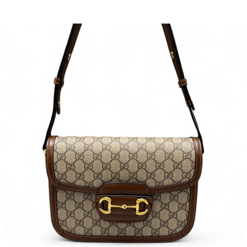 Gucci Small Horsebit 1955 GG Supreme Monogram Beige Brown