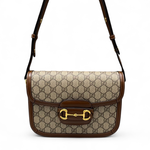 Gucci Small Horsebit 1955 GG Supreme Monogram Beige Brown