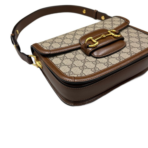 Gucci Small Horsebit 1955 GG Supreme Monogram Beige Brown