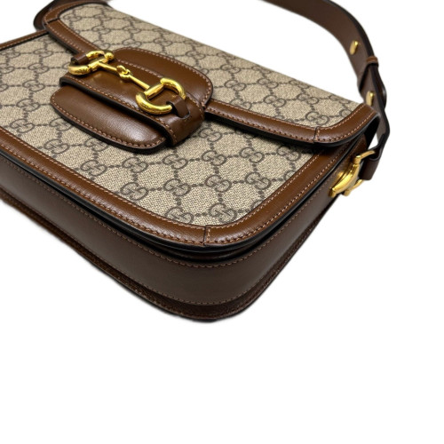Gucci Small Horsebit 1955 GG Supreme Monogram Beige Brown