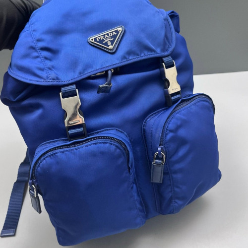 Prada Backpack Tessuto Nylon Calfskin Blue