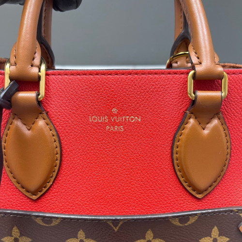 Louis Vuitton Fold Tote PM Monogram Calfskin Red White Brown