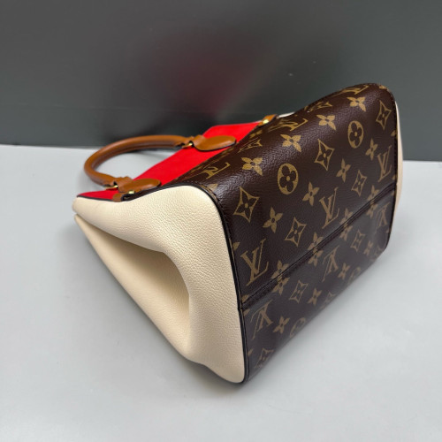 Louis Vuitton Fold Tote PM Monogram Calfskin Red White Brown