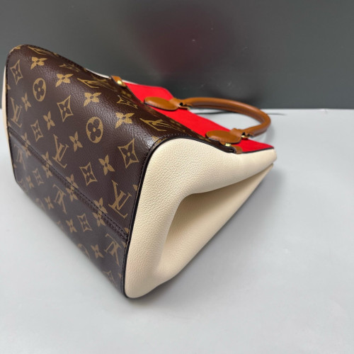 Louis Vuitton Fold Tote PM Monogram Calfskin Red White Brown