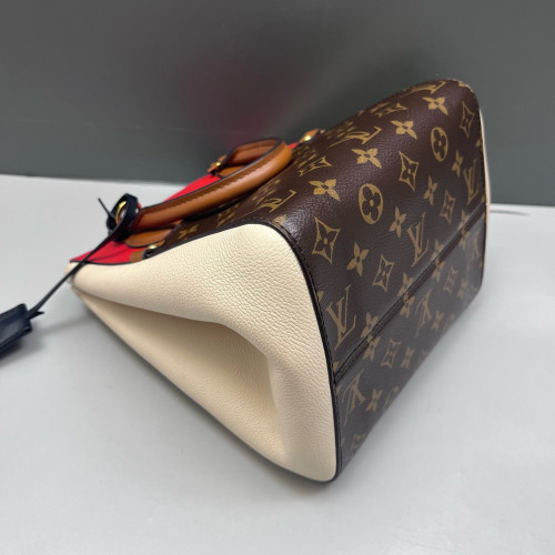 Louis Vuitton Fold Tote PM Monogram Calfskin Red White Brown