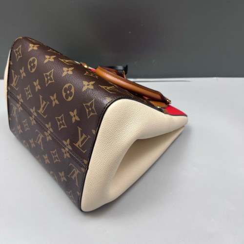 Louis Vuitton Fold Tote PM Monogram Calfskin Red White Brown