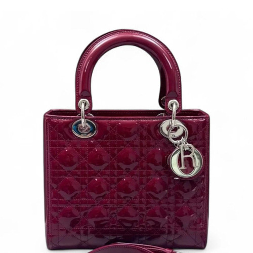 Dior Medium Lady Dior Patent Calfskin Red