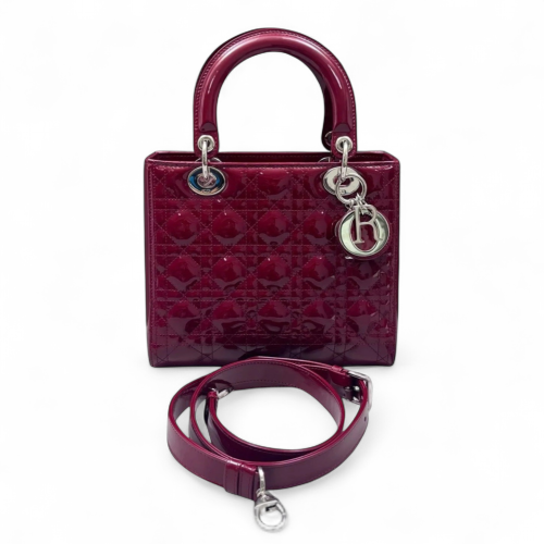 Dior Medium Lady Dior Patent Calfskin Red