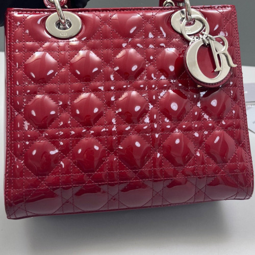 Dior Medium Lady Dior Patent Calfskin Red