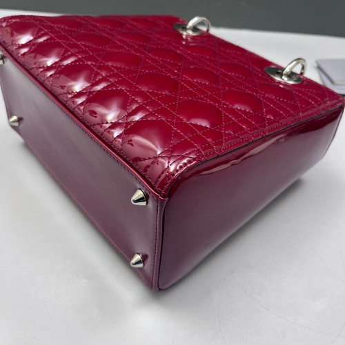 Dior Medium Lady Dior Patent Calfskin Red
