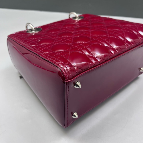 Dior Medium Lady Dior Patent Calfskin Red