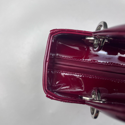 Dior Medium Lady Dior Patent Calfskin Red