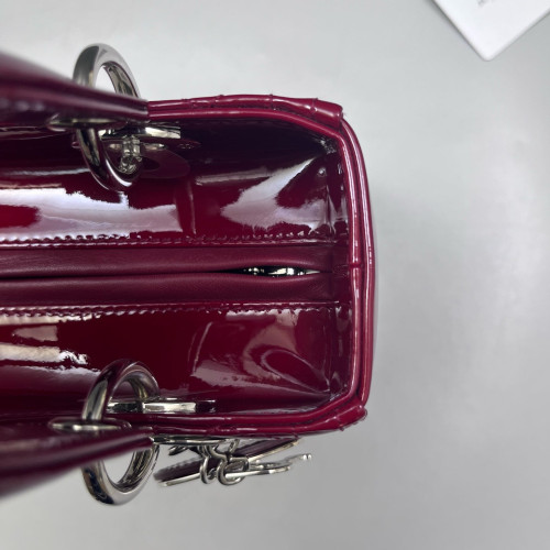 Dior Medium Lady Dior Patent Calfskin Red