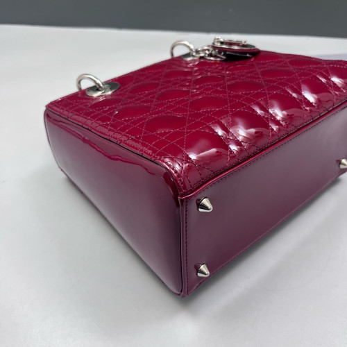Dior Medium Lady Dior Patent Calfskin Red