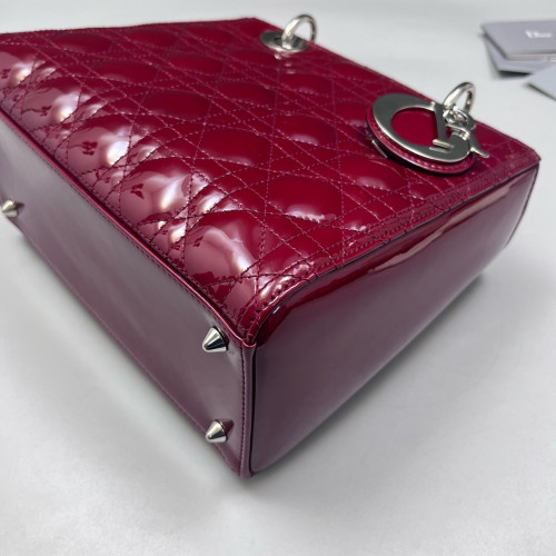 Dior Medium Lady Dior Patent Calfskin Red