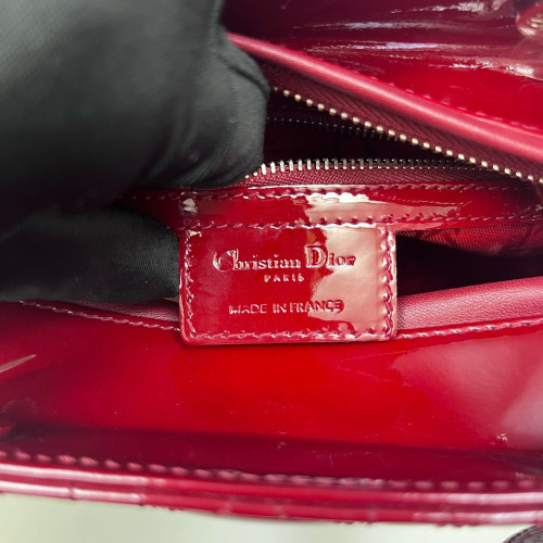 Dior Medium Lady Dior Patent Calfskin Red