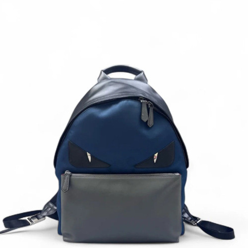 Fendi Monster Eyes Large Backpack Calfskin Blue Grey Black