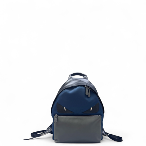 Fendi Monster Eyes Large Backpack Calfskin Blue Grey Black