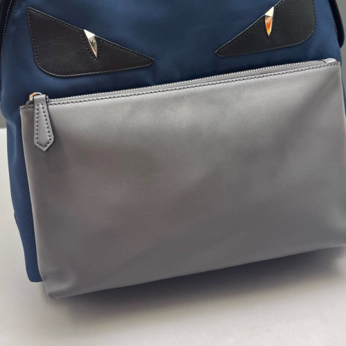 Fendi Monster Eyes Large Backpack Calfskin Blue Grey Black