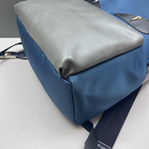 Fendi Monster Eyes Large Backpack Calfskin Blue Grey Black