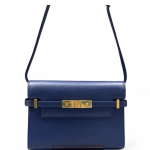 Yves Saint Laurent Small Manhattan Shoulder Bag Calfskin Blue