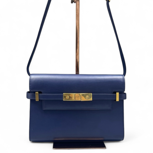 Yves Saint Laurent Small Manhattan Shoulder Bag Calfskin Blue Yves Saint Laurent Small Manhattan Shoulder Bag Calfskin Blue
