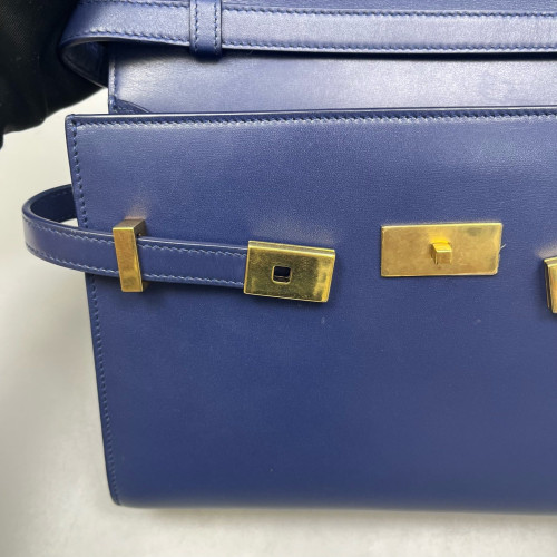 Yves Saint Laurent Small Manhattan Shoulder Bag Calfskin Blue Yves Saint Laurent Small Manhattan Shoulder Bag Calfskin Blue