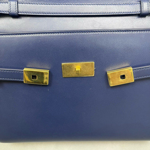 Yves Saint Laurent Small Manhattan Shoulder Bag Calfskin Blue Yves Saint Laurent Small Manhattan Shoulder Bag Calfskin Blue
