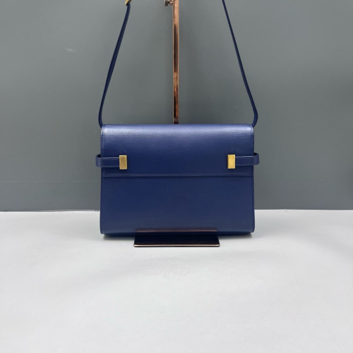 Yves Saint Laurent Small Manhattan Shoulder Bag Calfskin Blue Yves Saint Laurent Small Manhattan Shoulder Bag Calfskin Blue