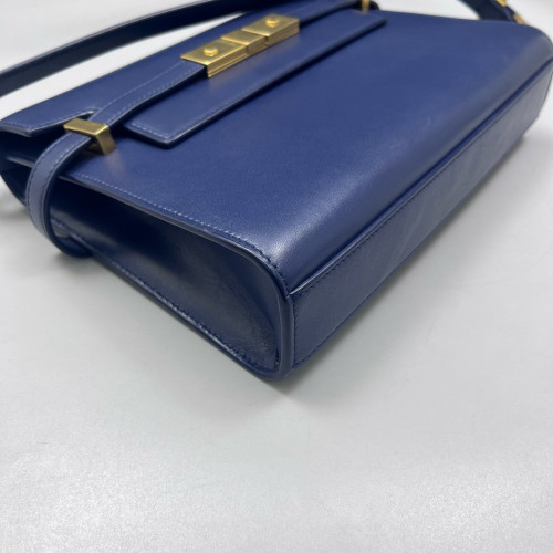 Yves Saint Laurent Small Manhattan Shoulder Bag Calfskin Blue Yves Saint Laurent Small Manhattan Shoulder Bag Calfskin Blue