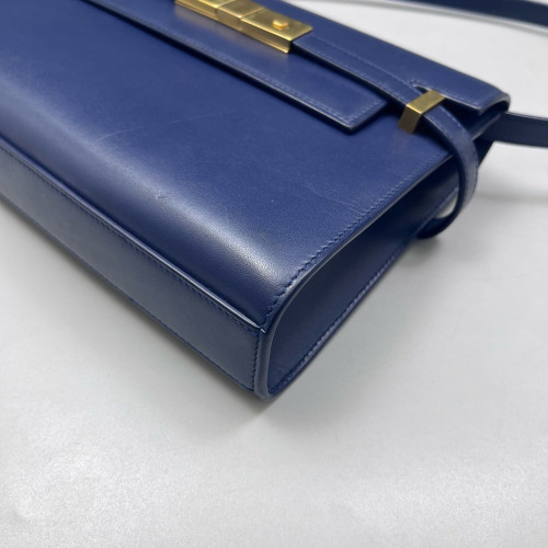 Yves Saint Laurent Small Manhattan Shoulder Bag Calfskin Blue Yves Saint Laurent Small Manhattan Shoulder Bag Calfskin Blue